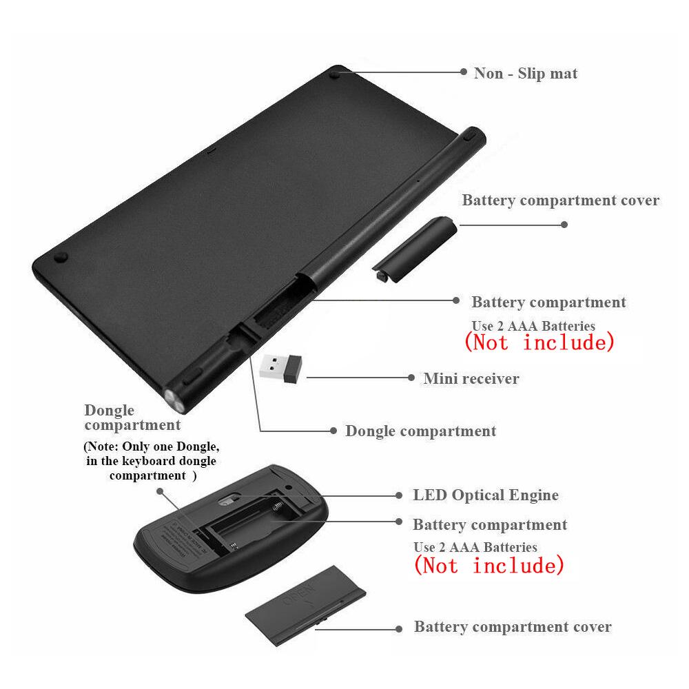 2.4GHz Đa Phương Tiện Nút Công Thái Combo Mini Gia Đình Bàn Phím Chuột Không Dây Siêu Mỏng Quang Chơi Game Không Trượt Nhạy Cảm