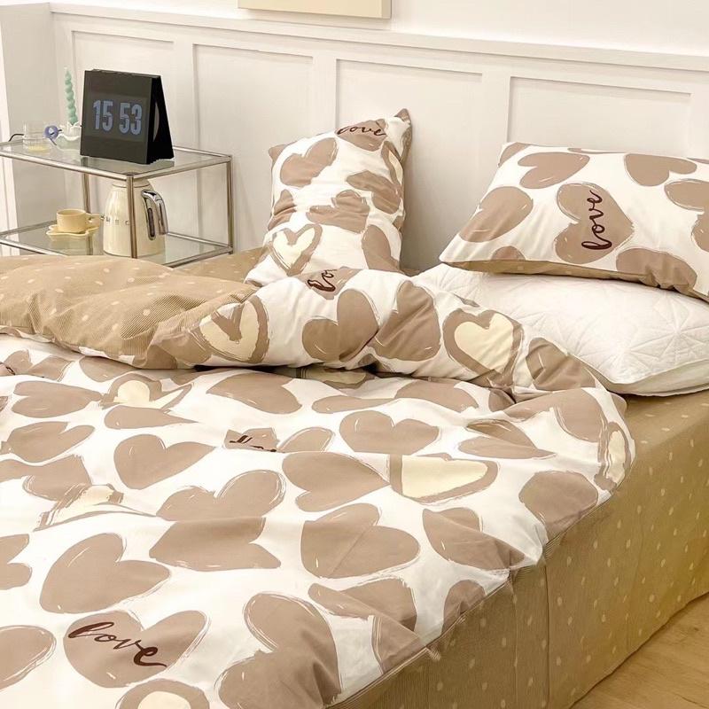 Set Cotton Living 100%cotton Hàng Nhập Khẩu Cao Cấp 4 Món Trái Tim  Nhỏ