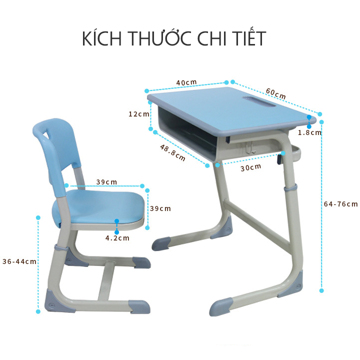 Bộ Bàn Học Sinh- Bàn Học Thôn Minh Cho Bé Chống Gù Chống Cận Kèm Ghế Siêu Bền Xinh Xắn -AT027