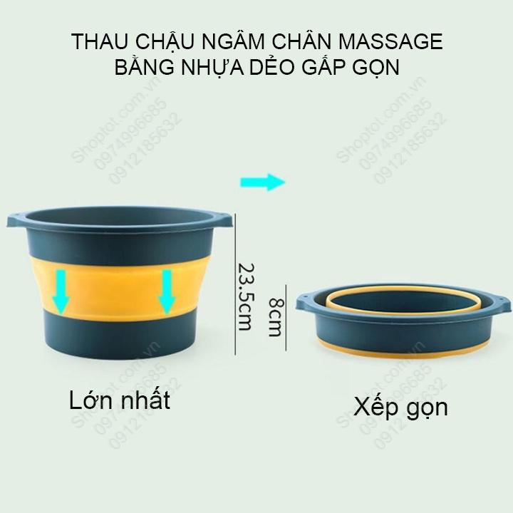 Thau chậu ngâm chân kiêm massage có thể gấp gọn, làm bằng nhựa PP-TPR mềm dẻo