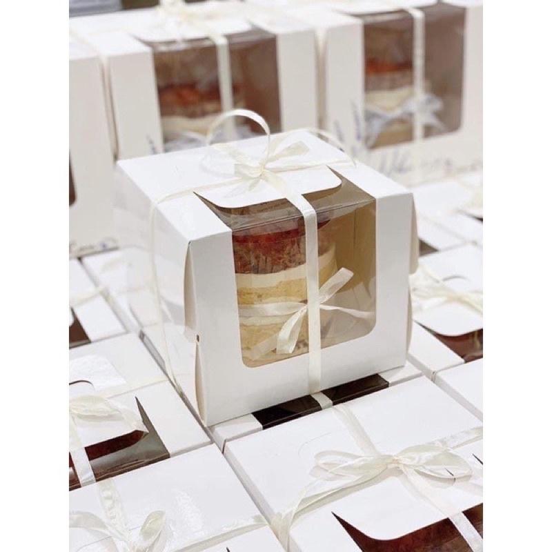 Hộp đựng bánh gato, bánh sinh nhật có quay xách 17x17x15cm ( kèm đế)