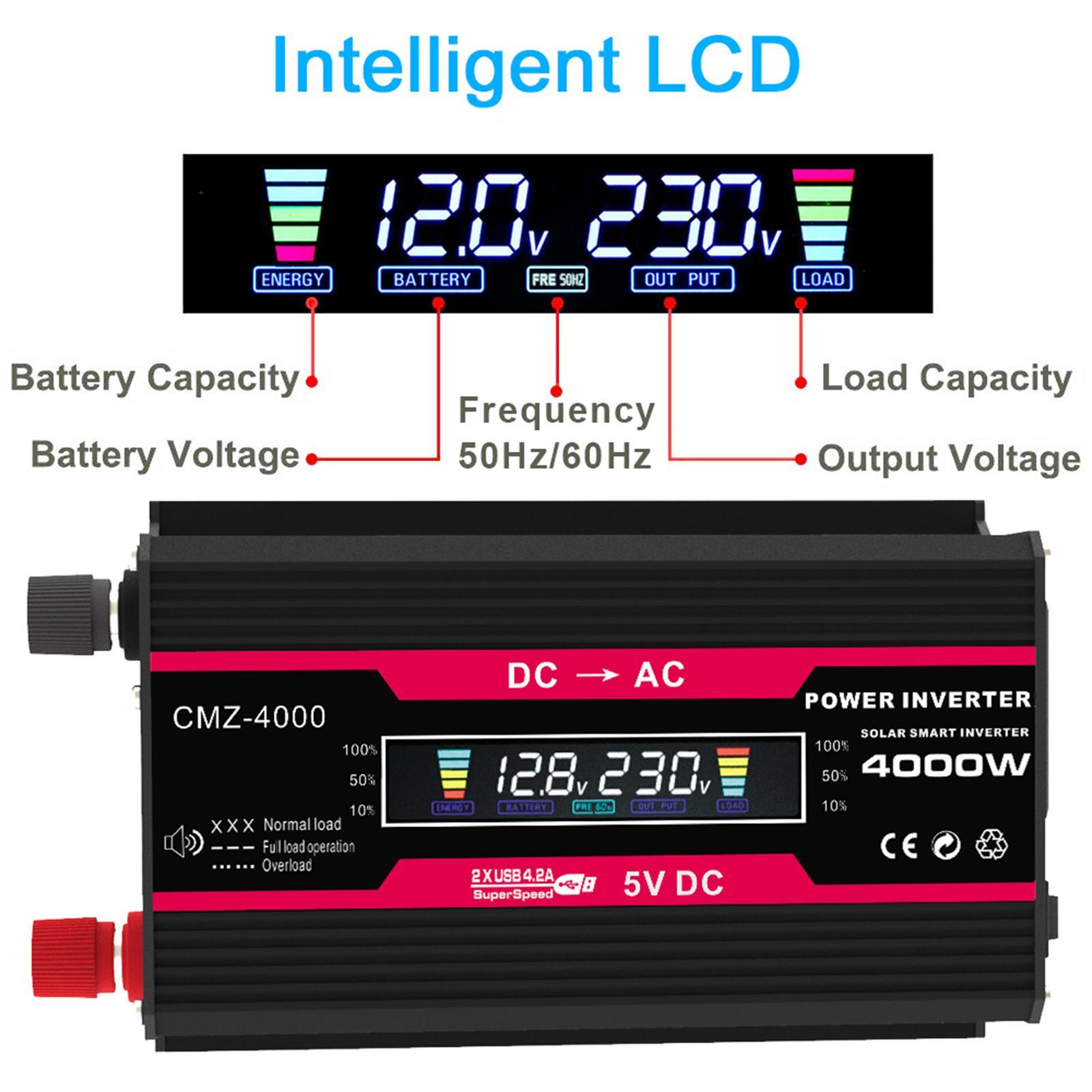 Power Inverter with 4.2A Dual USB and Lighter Charger for Outdoor Black 220V