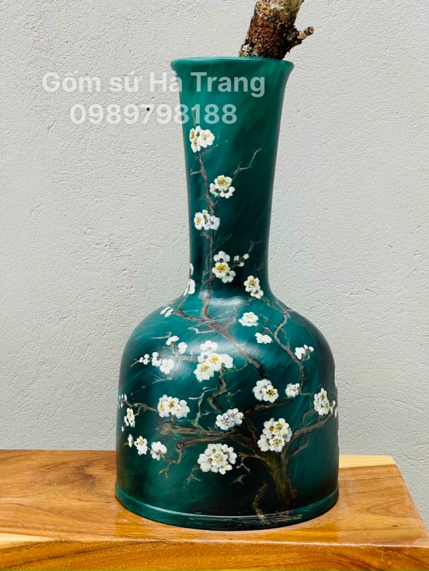 Lọ hoa gốm sứ Bát Tràng cao cấp vẽ 3D cao 50cm