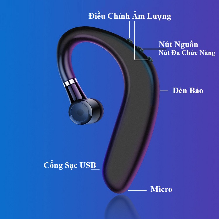 Tai Nghe Móc Tai S109 -Dung lượng pin 150mAh-đường truyền ổn định, khoảng cách truyền lên tới 10m