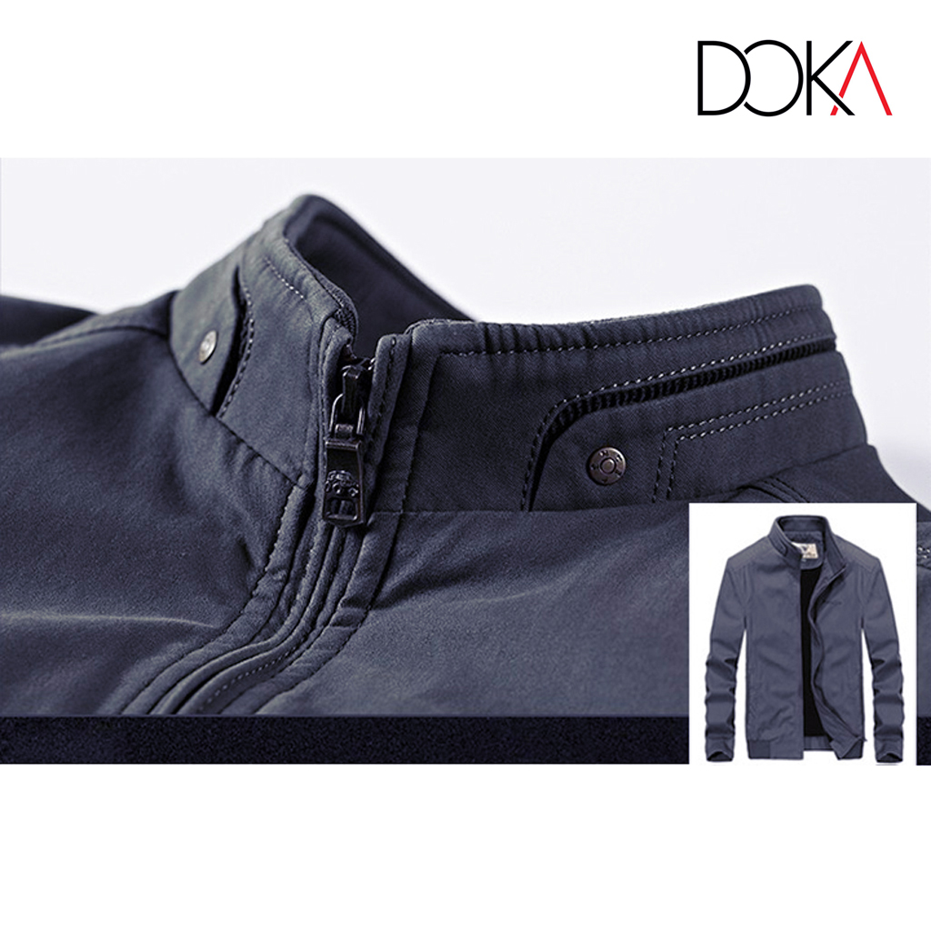 Áo khoác kaki nam thêu logo cổ đứng hot trend thời trang DFKK14