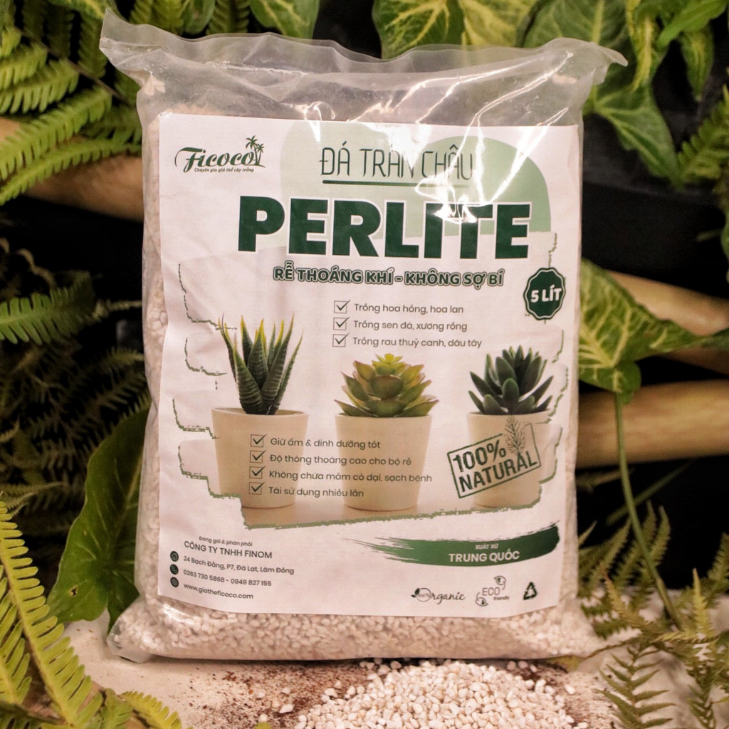 Đá perlite, giá thể giàu khoáng chất, trồng hồng, sen đá, tăng độ tươi xốp, thoát nước tốt, túi 600g