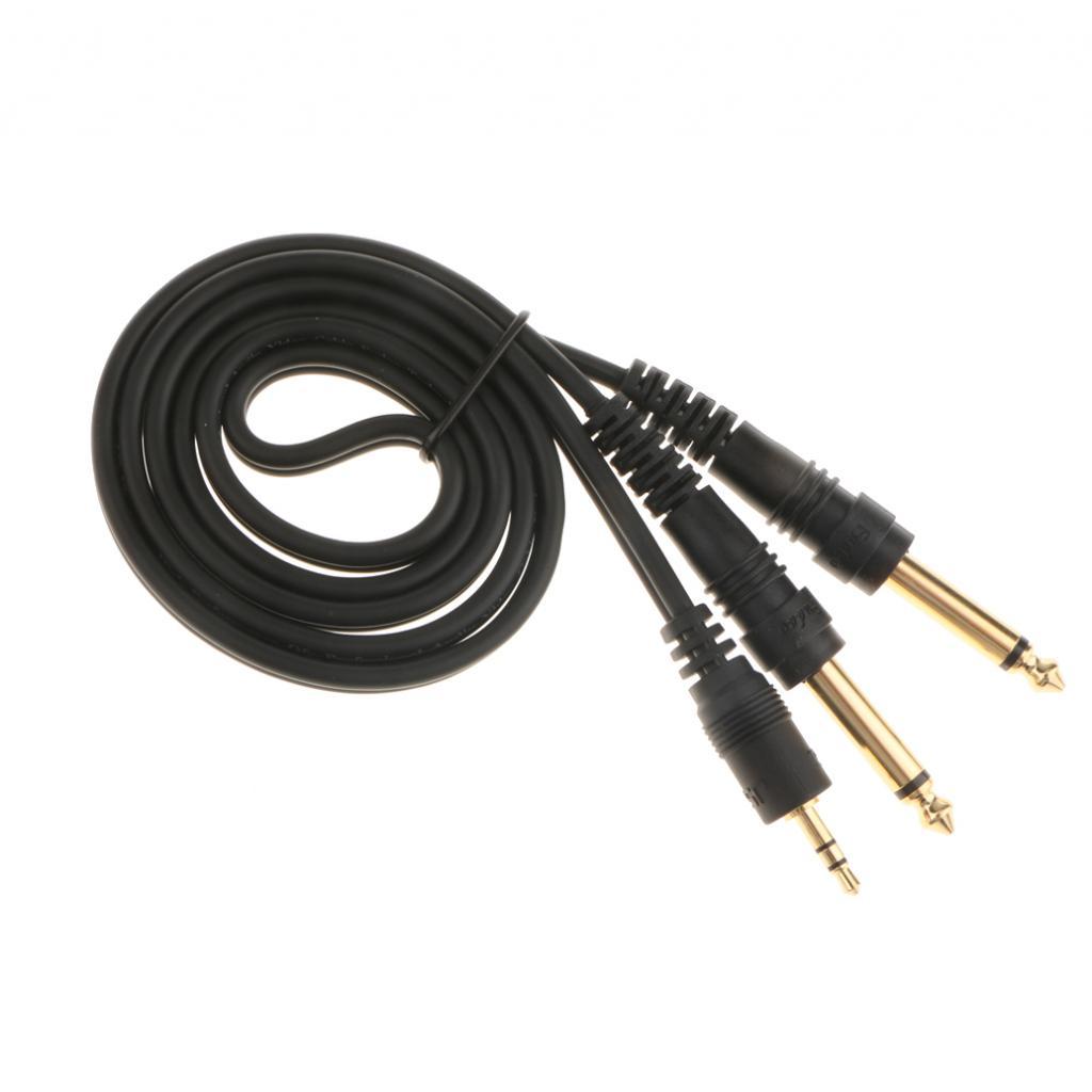 2Pcs 3.5mm to Double 6.5mm Adapter Male to Male Audio Cable Cord Wire 1m