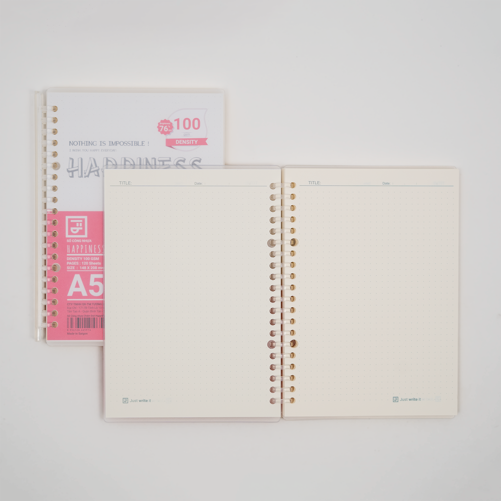 Giấy refill ruột sổ còng Binder Happiness A5 20 lỗ caro chấm dot kẻ ngang làm sổ tay planner FUTUREBOOK Mã P005