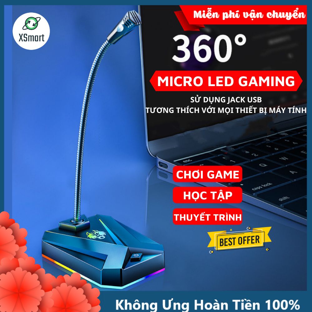 Micro Máy Tính, Laptop MK10 Jack USB Có LED Thu Âm 360 Độ Lọc Tiếng Ồn Độ Nhạy Cao Cho Học Tập, Thuyết Trình, Chơi Game Cực Tốt - Hàng Chính Hãng