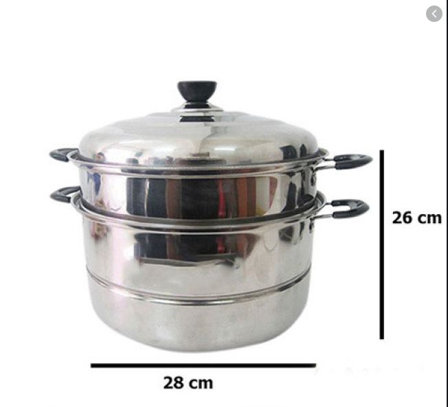 Nồi hấp inox 2 tầng tiện lợi tặng kèm khăn lau bếp