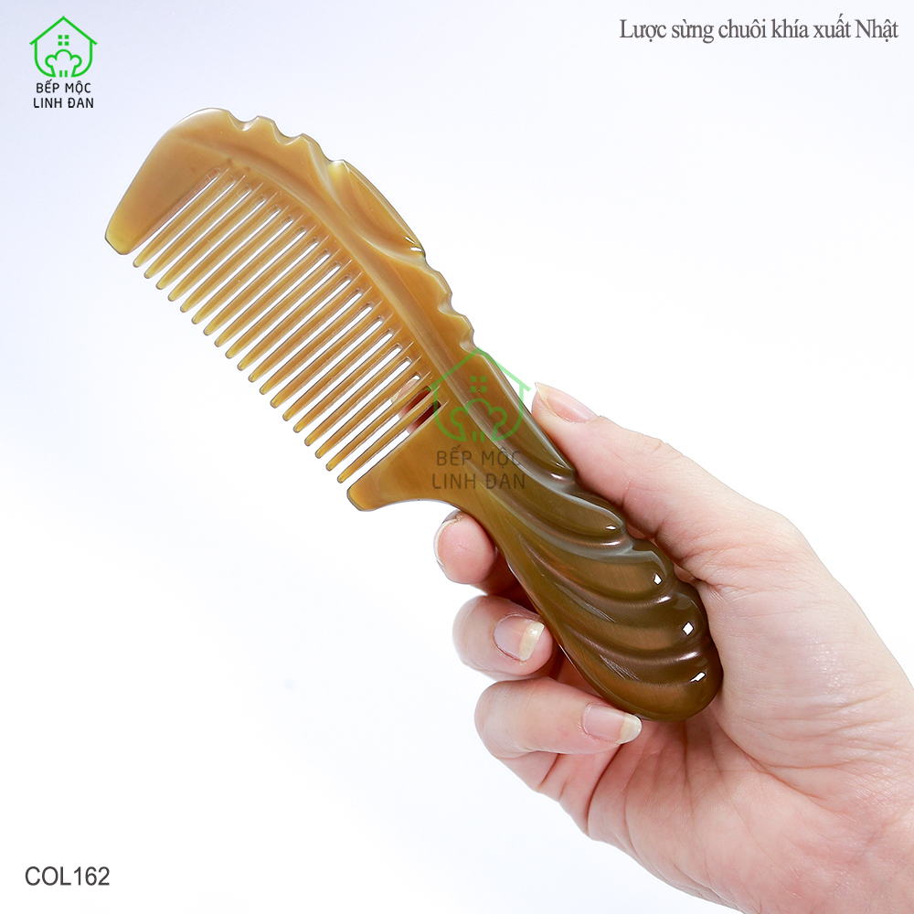 Lược Sừng Chuôi Khía Xuất Nhật (Size: M-16cm) Cỡ Nhỏ Có Thể Bỏ Túi [COL162]