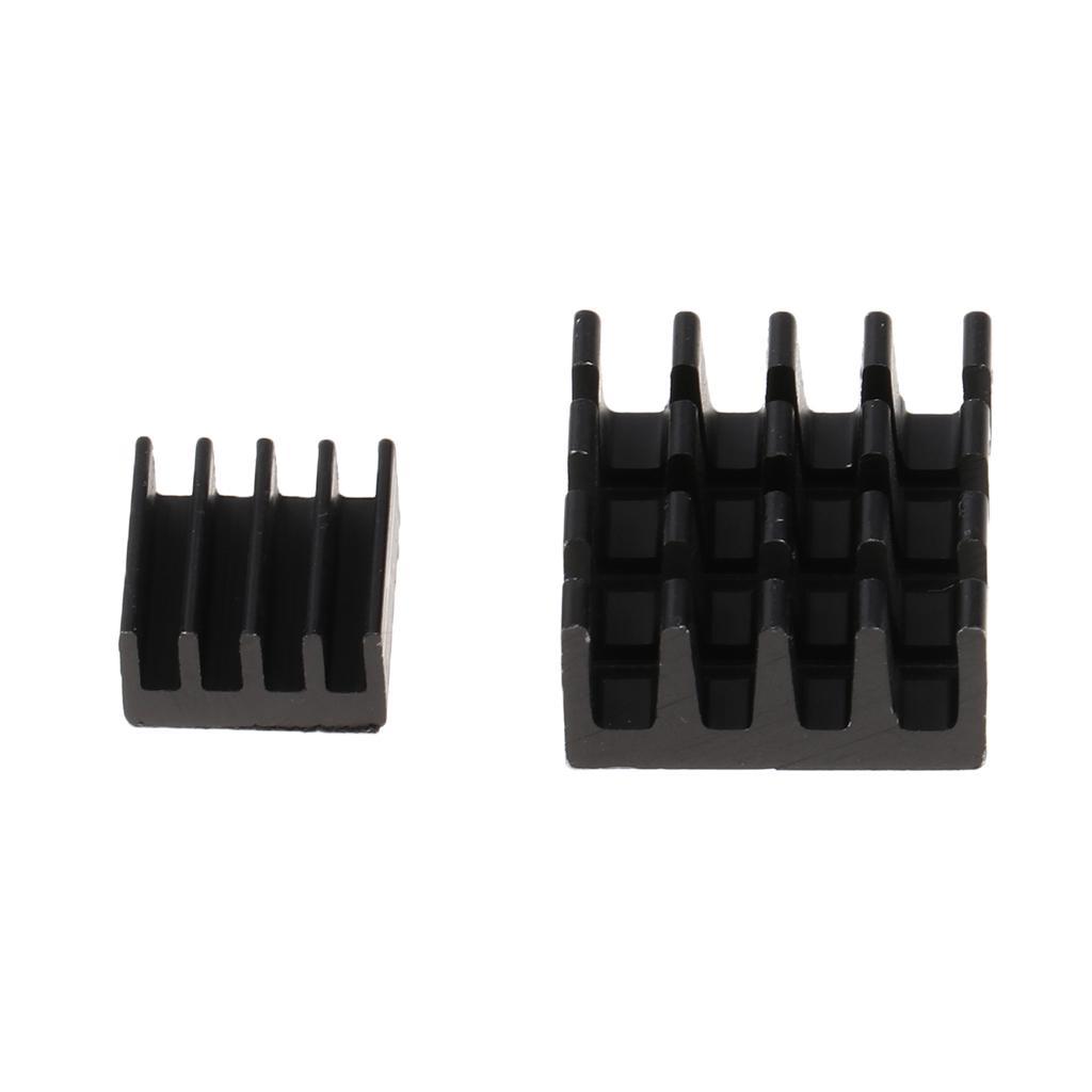 2Piece 14x14x7mm Black Aluminum Heatsink Cooler Cooling Kit For Raspberry Pi