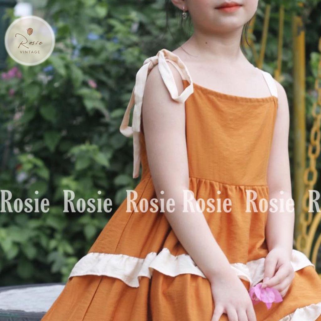 Váy 2 dây 3 tầng ROSIE V31 Sunflower Dress Vintage chất vải mềm mát cho bé từ 9-40kg