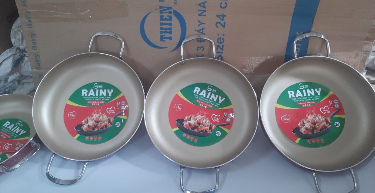CHẢO CHỐNG DÍNH RAINY 2 QUAI INOX ROYAL 2.2 LY -26 cm , 28 cm và 30 cm- Hàng Chính Hãng