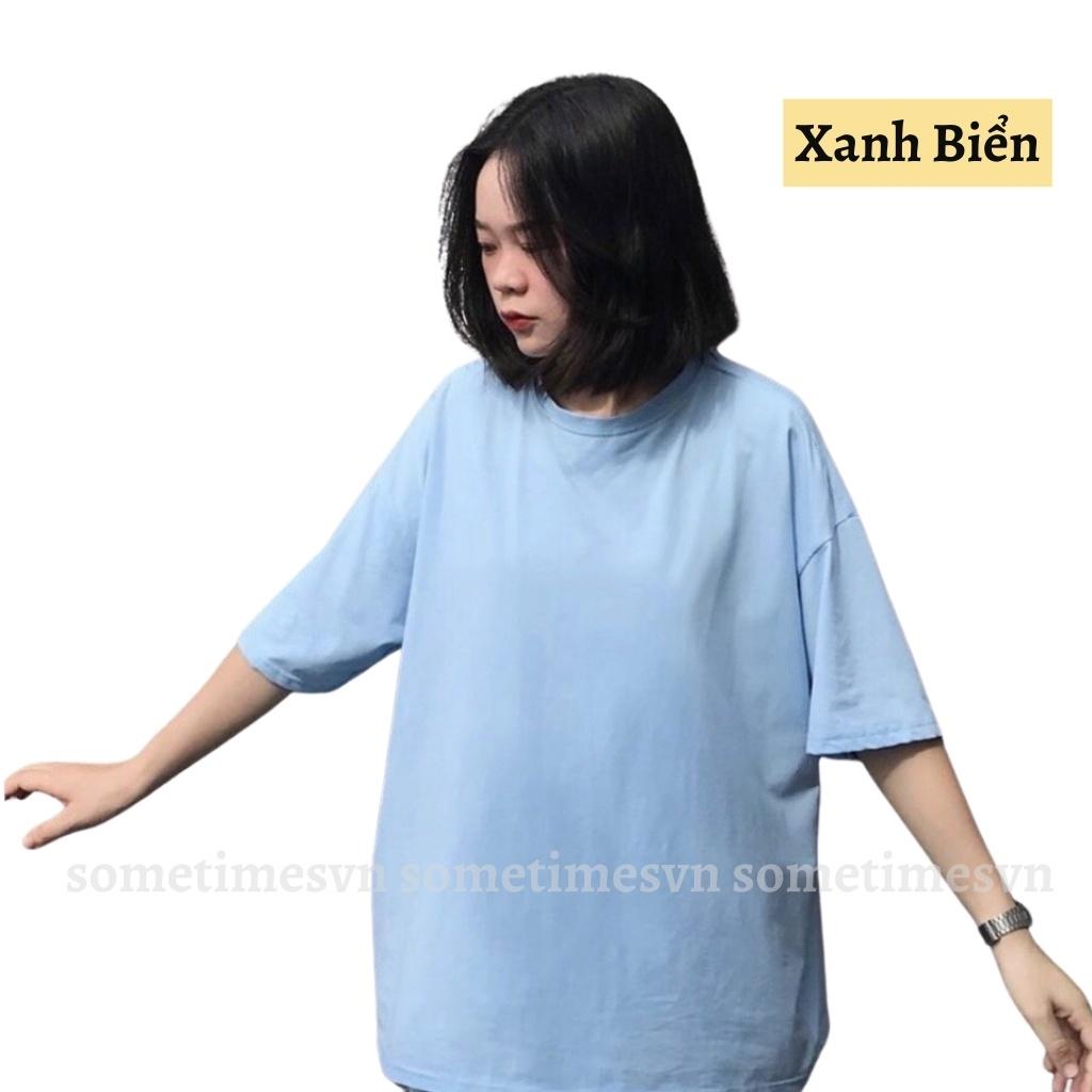 Áo thun tay lỡ nam nữ unisex trơn áo phông màu xanh dương cổ tròn vải thun co dãn TTL01 - Sometimes