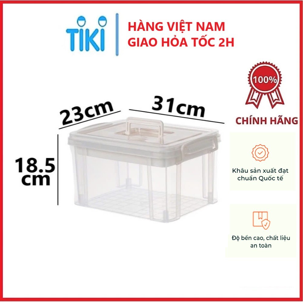 Thùng đựng đồ y tế trong nhựa VIỆT NHẬT - 2 tầng, khay phân loại thuốc, đồ dùng sửa chữa