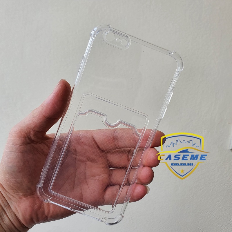 Ốp chống sốc kèm ngăn ví đựng thẻ dành cho iPhone 6 Plus, 6s Plus silicon trong suốt cao cấp