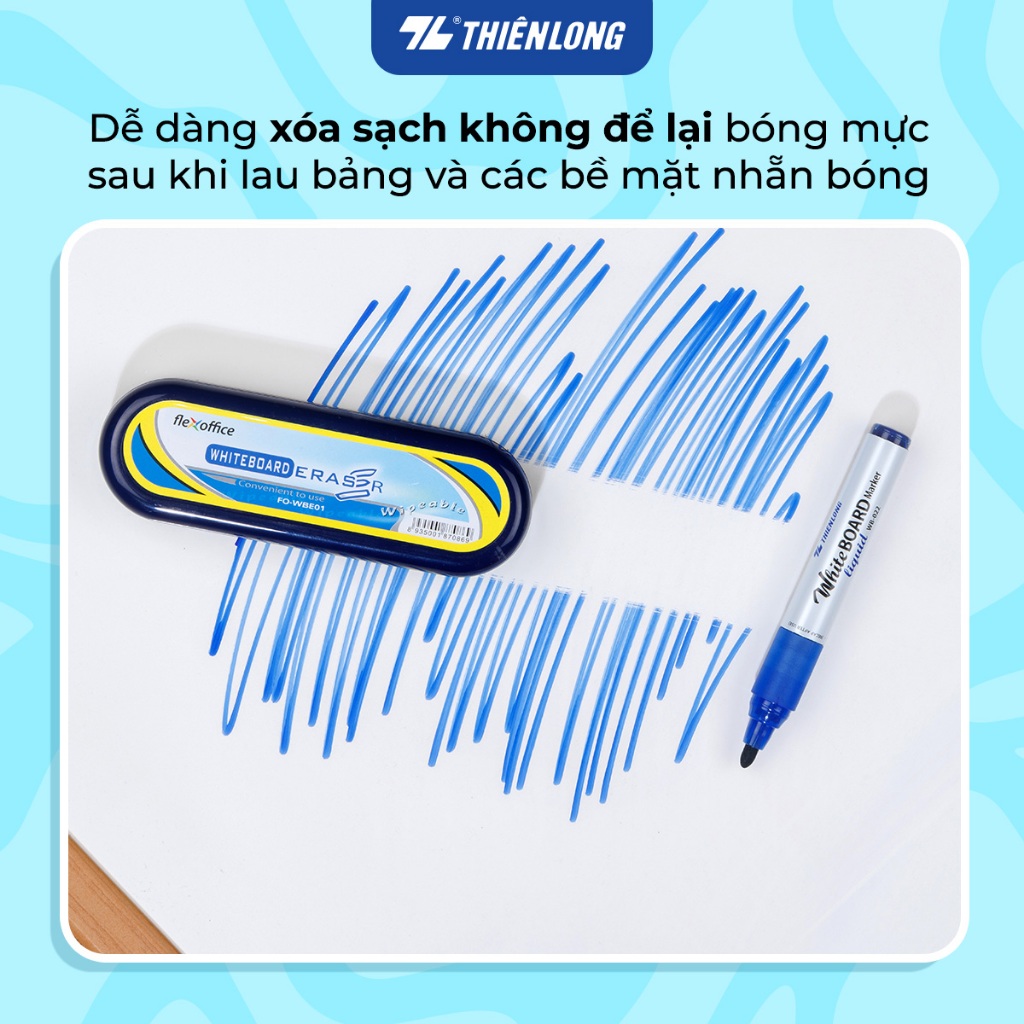 Hộp 12 Bút lông bảng Thiên Long WB-022 - Whiteboard Marker Liquid - đầu 2.5 mm, chống lăn, dễ xóa