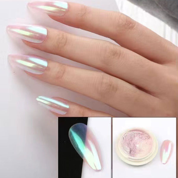 Set Bột Tráng Gương Nail 6 Màu Ánh Trai Trang Trí Móng Óng Ánh (Tặng Kèm 6 Cọ Chà Tráng Gương)