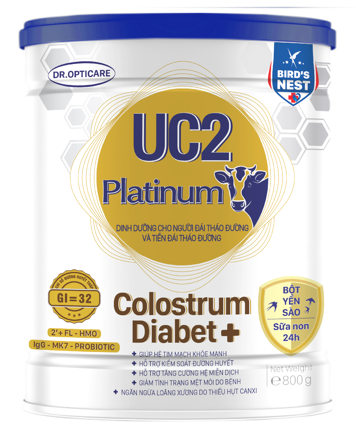 Combo 3 lon Sữa bột UC2 Platinum Colostrum Diabet+ lon 800g