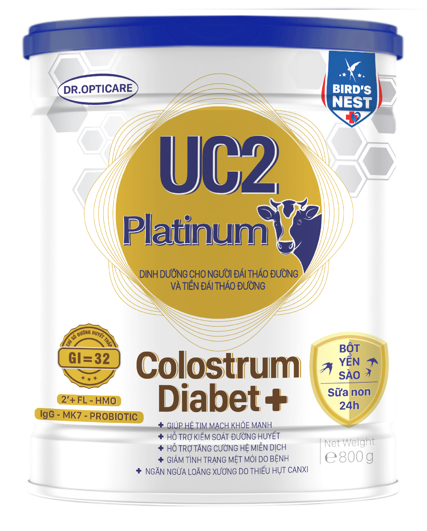 Combo 5 lon Sữa bột UC2 Platinum Colostrum Diabet+ lon 800g