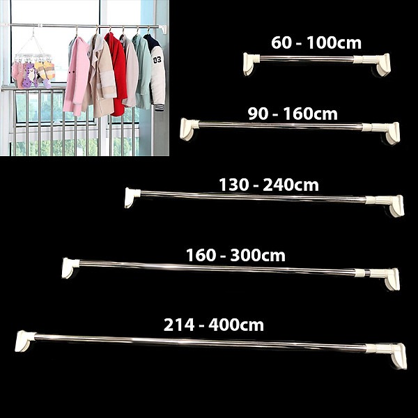 Thanh treo rèm inox 304, treo quần áo không cần khoan tường cao cấp HouseTech HT07