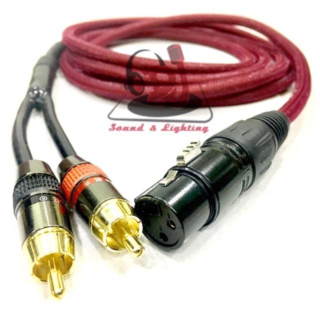 Dây Jack XLR ra 2 đầu jack RCA dây dài 1m dây tín hiệu vang số ra loa subwoofer