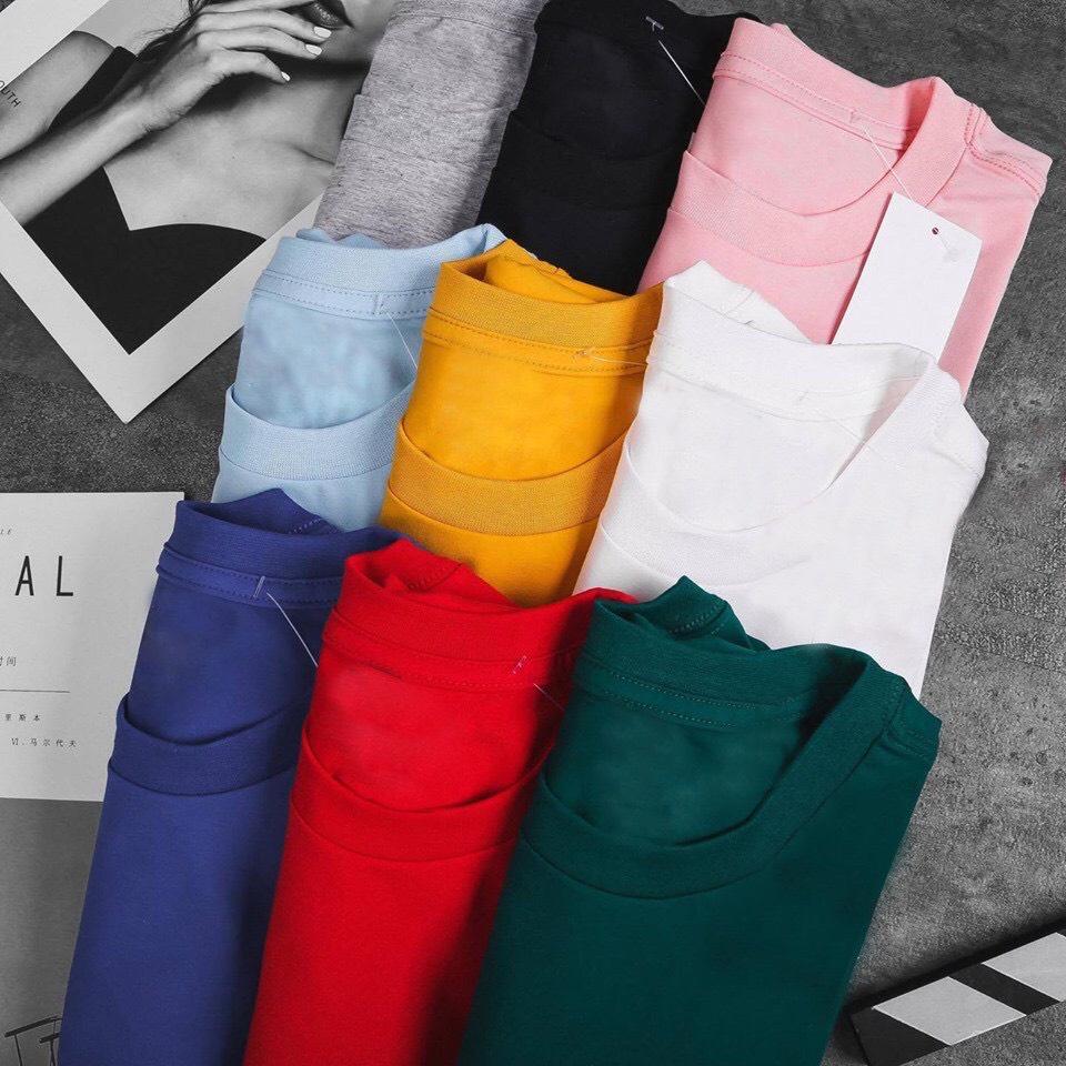Áo Thun Trơn Nam Nữ Vải Cotton Dày Đẹp Giá Siêu Rẻ Nhiều Size Nhiều Màu