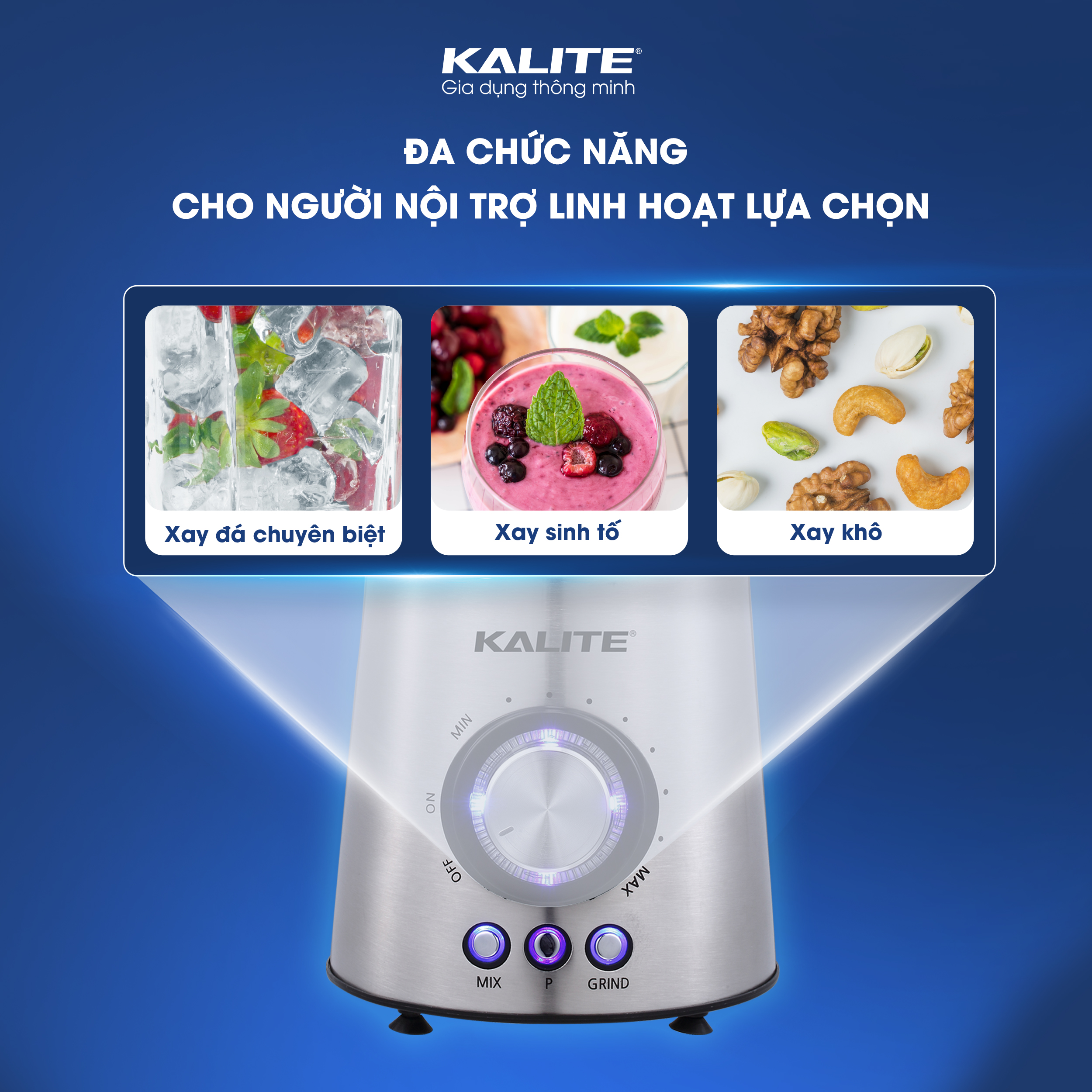 Máy xay sinh tố 2 cối Kalite KEB4171. Hàng chính hãng