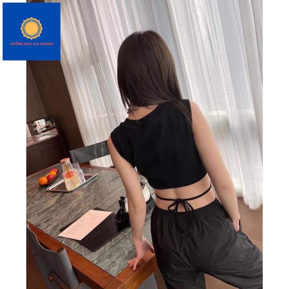 Áo thun bé gái sát nách, cột dây sau eo sành điệu - Quần áo trẻ em - GiaKhang