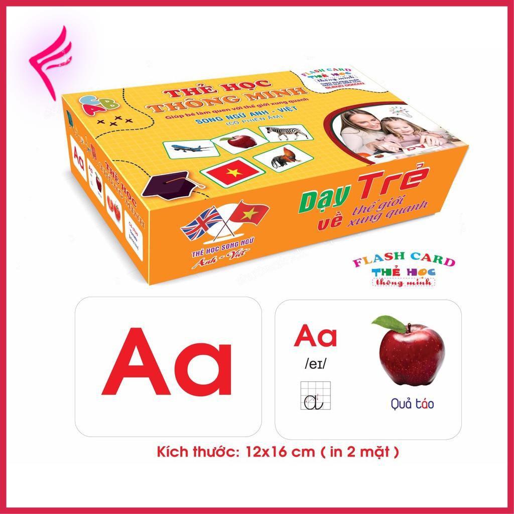 Bộ Thẻ Học Thông Minh loại to Flashcard 18 Chủ Đề song ngữ tiếng Anh cho bé từ 0-6 tuổi