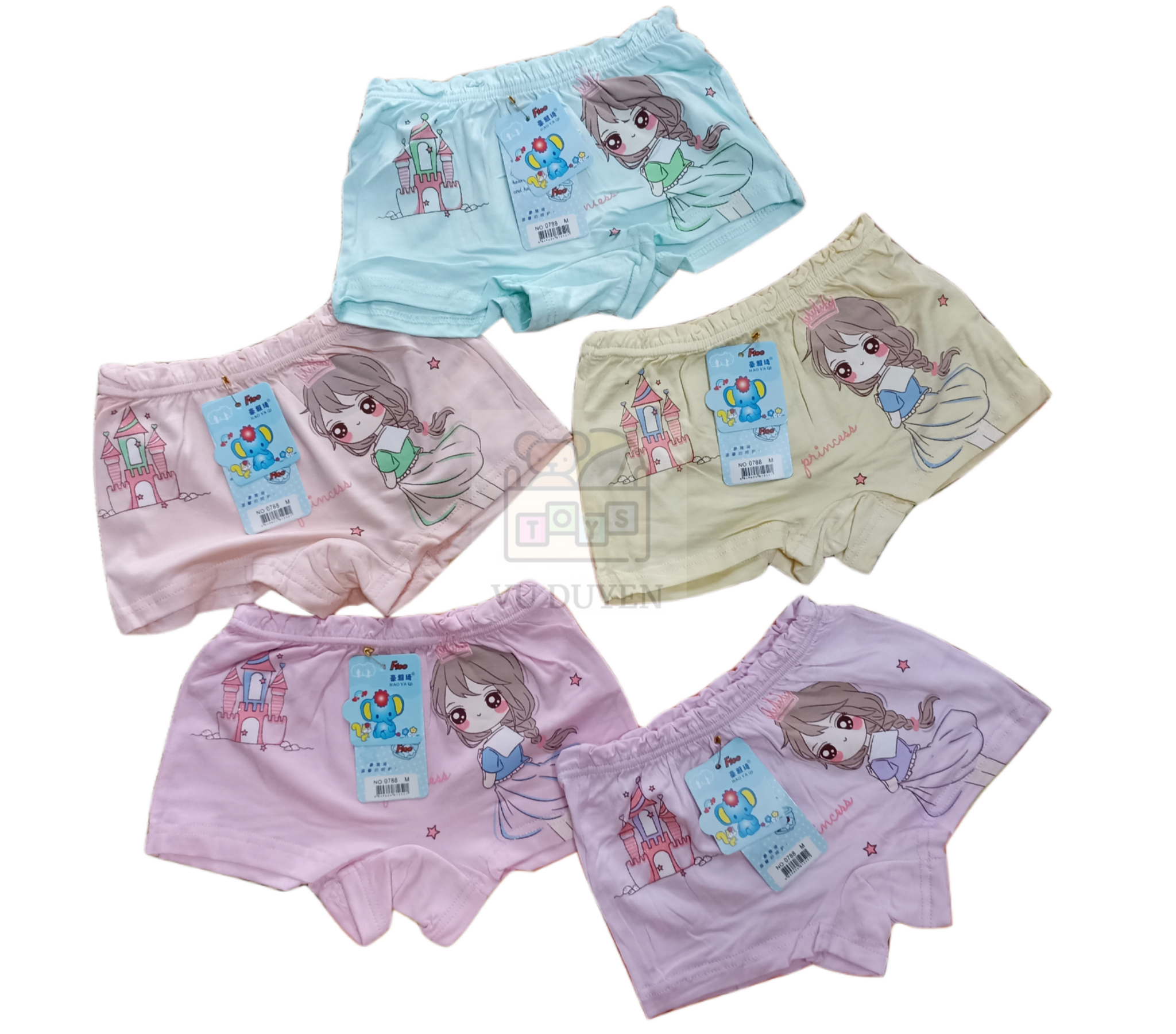 Set 5 quần chip Princess cotton lạnh cho bé gái từ 9kg đến 38kg