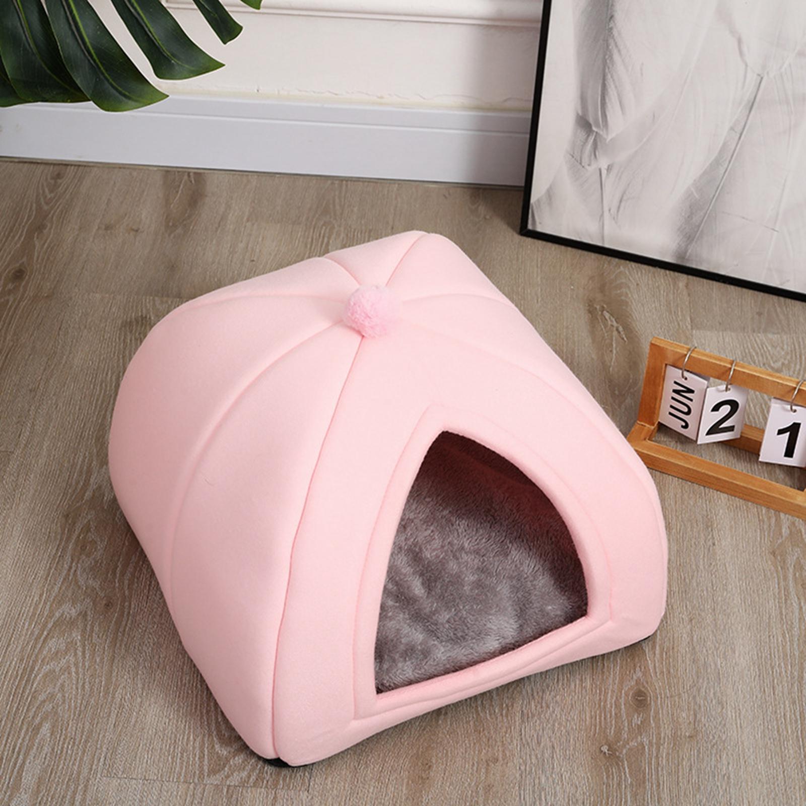 Plush Cave Pet Bed Dog Tent Hut Cozy Removable Washable Pad Cat Warm House for Kitten Sleeping Rabbit+Plush Cave Pet Bed Dog Tent Hut Cozy Removable W