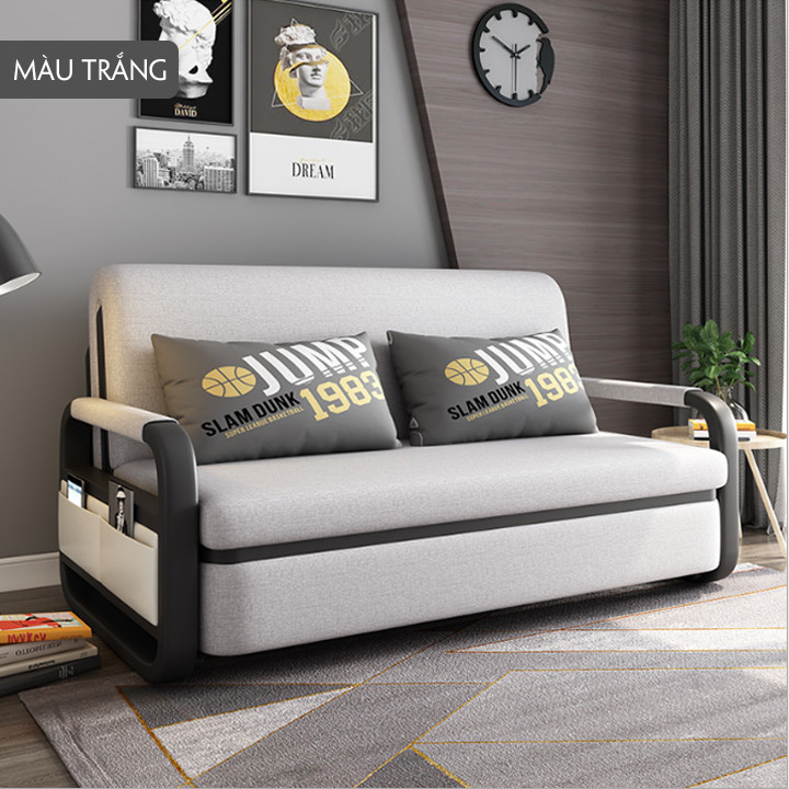 Giường ngủ thế hệ mới , gập lại thành Sofa ( tặng kèm gối ngủ ) 2 màu xám đậm - xám nhạt