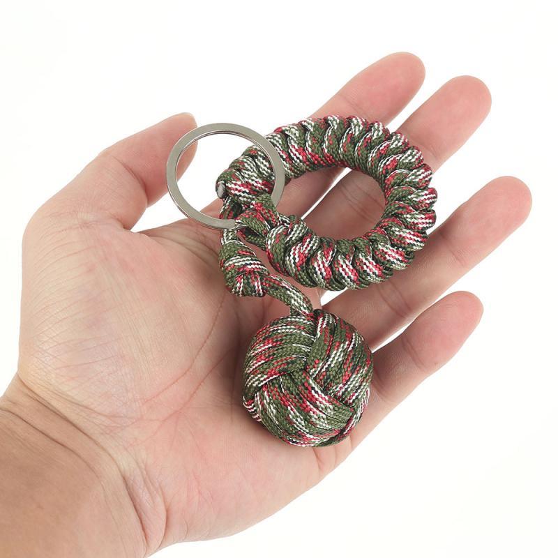 1 PC Monkey Fist Outdoor Hiking Travel Security Military Keychain Steel Ball Great M8