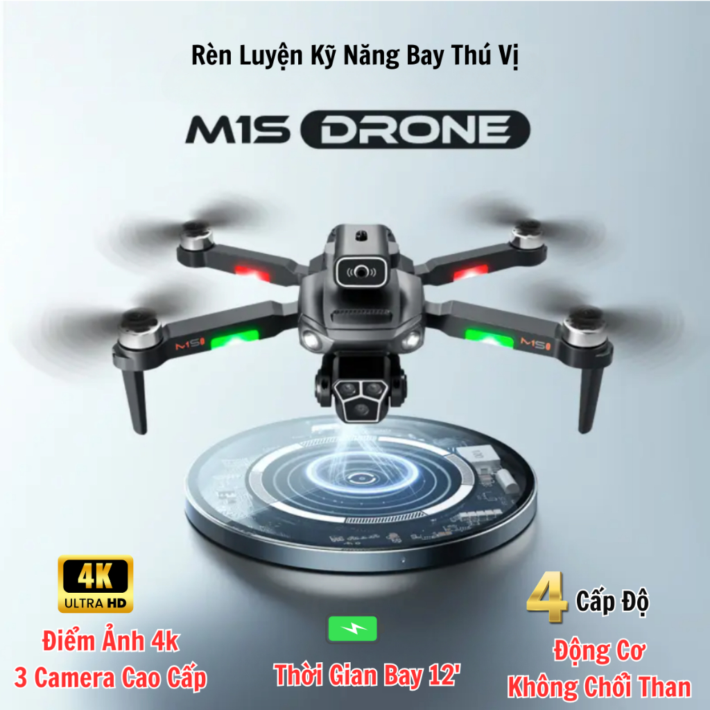 Hình ảnh Flycam Mini Giá Rẻ Drone Camera 4K M1S có cảm biến tránh va chạm, truyền hình ảnh trực tiếp về điện thoại - Hàng Chính hãng Asport