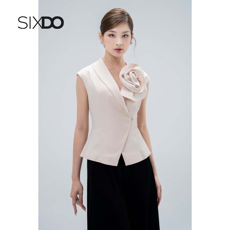 Áo vest nữ phối hoa thủ công sang trọng SIXDO