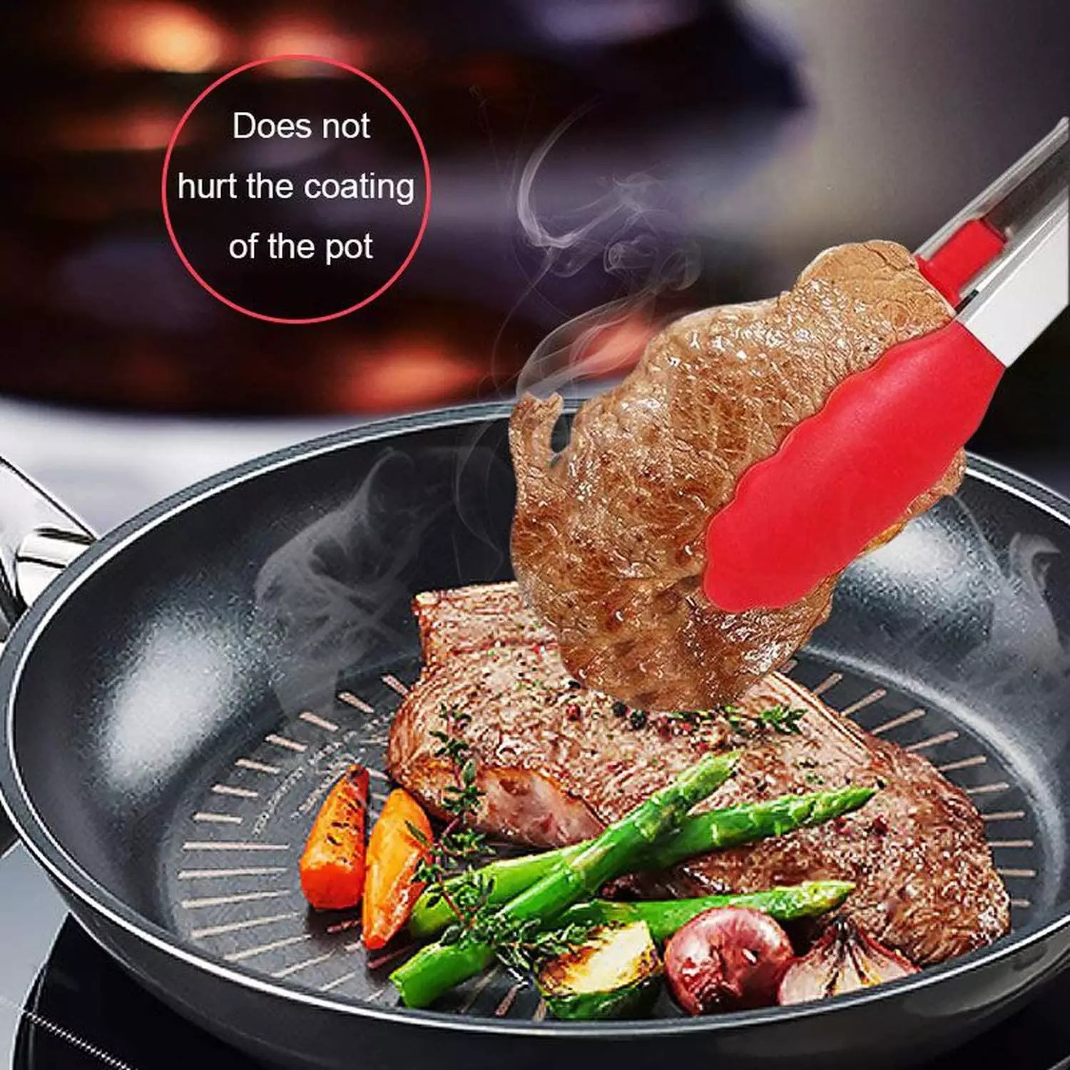 Kẹp gắp thức ăn bằng thép không gỉ và silicon HT669 - Giao Ngẫu Nhiên