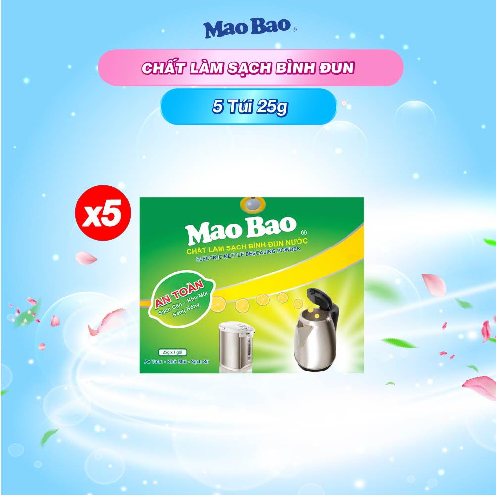 Combo 5 Túi Chất Làm Sạch Bình Đun Nước Mao Bao 25g