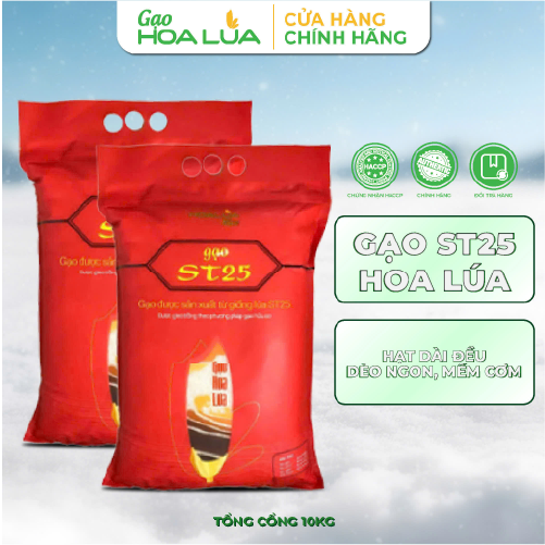 Combo 10kg Gạo ST25 Hoa Lúa dẻo mềm, thơm ngon (túi 5kg)