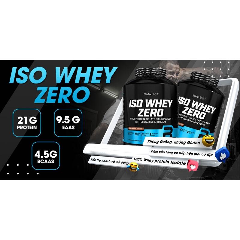 BIOTECH ISO WHEY ZERO Sữa Whey Dinh Dưỡng Tăng Cơ Phục Hồi Cơ Bắp Whey Isolate Protein 5lbs 90 Ser