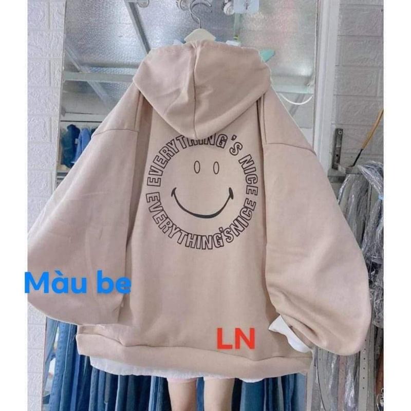 Áo hoodie chữ mặt cười tròn in lưng TH6