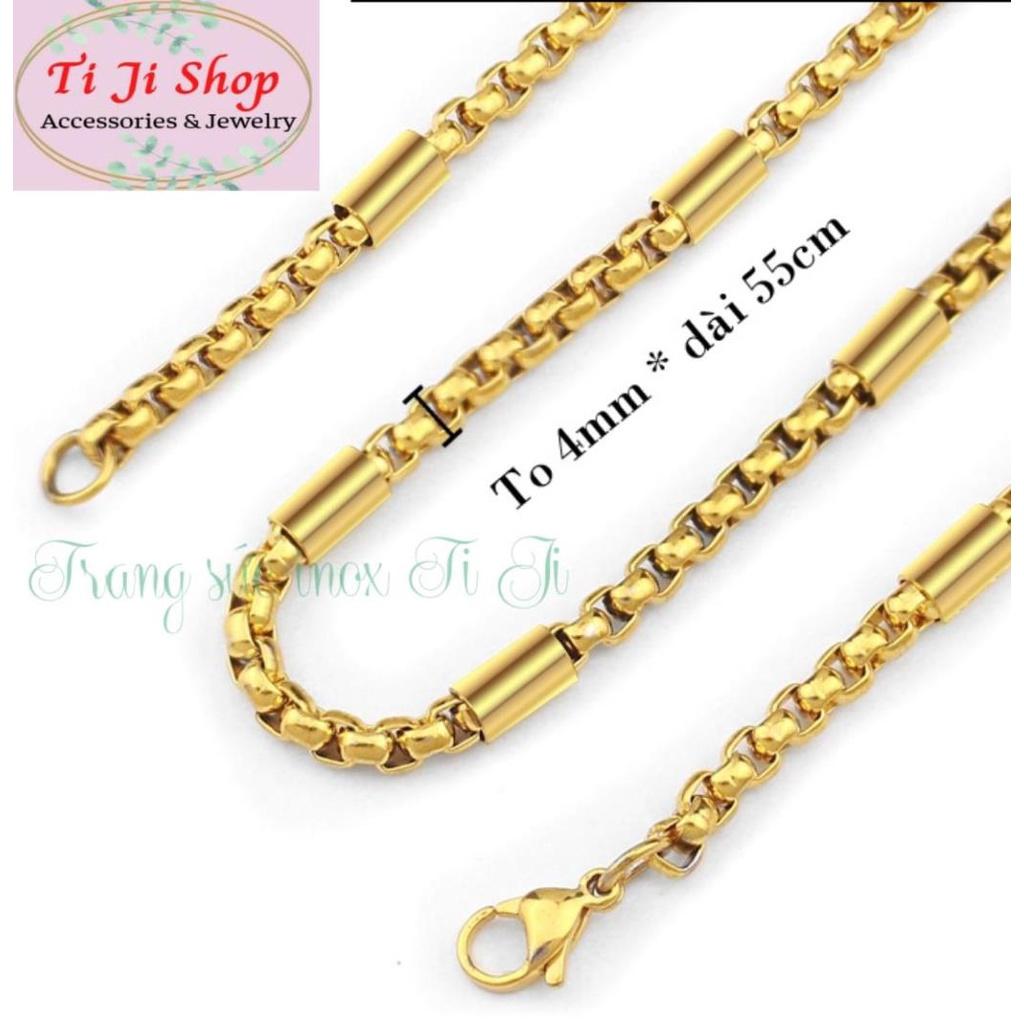 DÂY CHUYỀN NAM INOX 4LY MẠ VÀNG KIỂU BÔNG DỪA đẹp mà chất