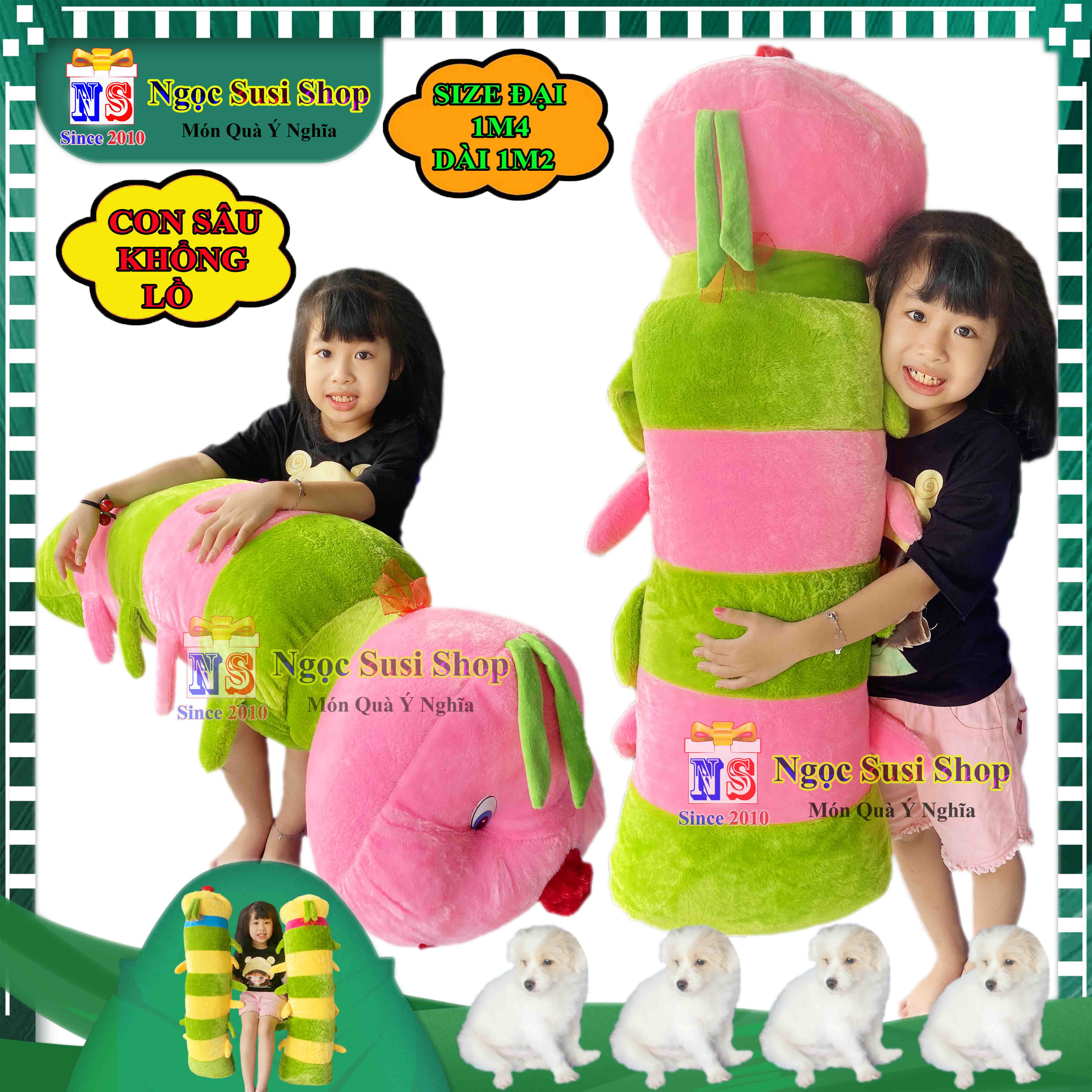 THÚ NHỒI BÔNG CON SÂU SIÊU DÀI KHỔNG LỒ ÔM NGỦ RẤT MỀM ĐẸP - GỐI ÔM HÌNH CON SÂU