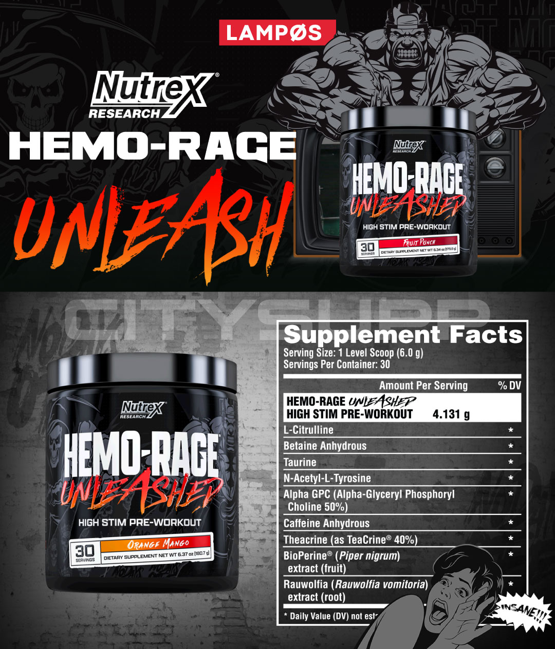 Nutrex Hemo-Rage Pre-Workout Gói (1 Lần Dùng) Hỗ Trợ Tăng Sức Mạnh, Sức Bền, Tỉnh Táo | Nhập khẩu USA