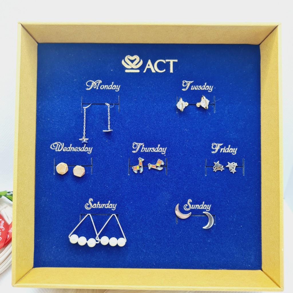 Bộ trang sức bạc bông tai 7 ngày sang trọng
