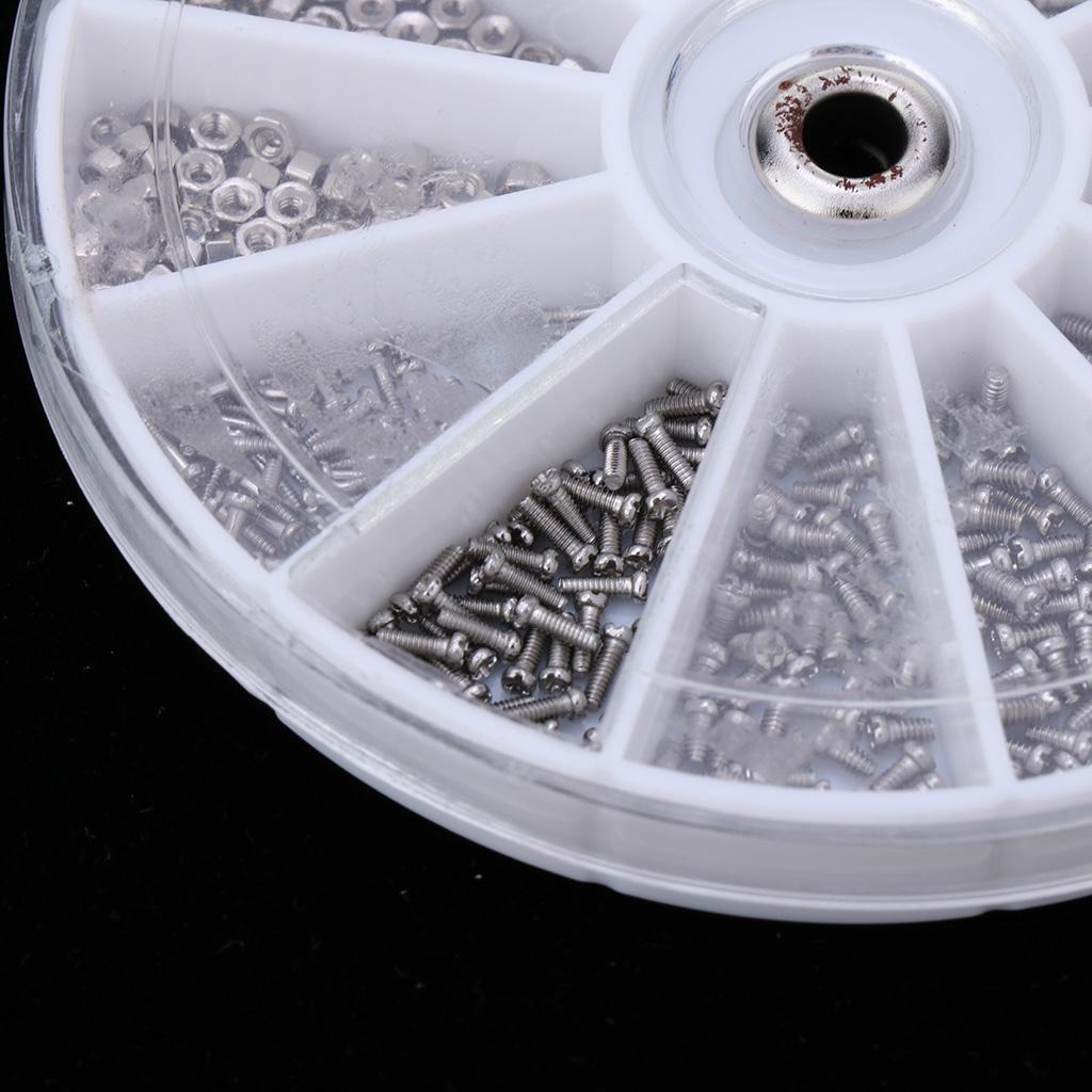600Pcs in 1 Kit Rivet Heads Screws Nuts Round Plastic Case Stainless Steel