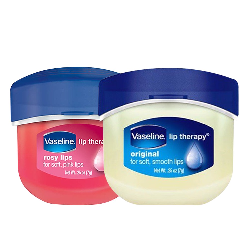 Bộ 2 sáp dưỡng môi Vaseline dạng hũ 7g: Hồng Xinh và Mềm Mịn