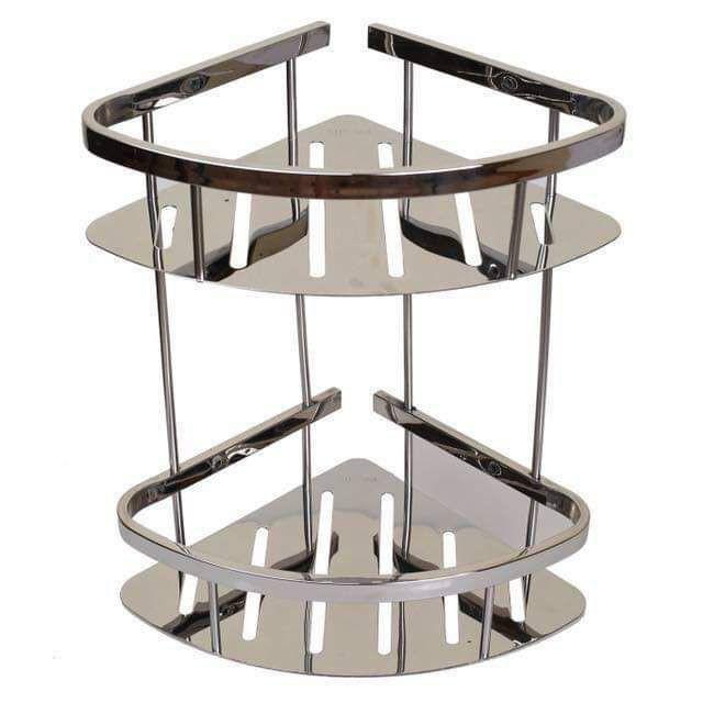 Kệ góc nhà tắm 2 tầng INOX 304 – Kệ góc đựng gia vị trong nhà bếp, đựng sữa tắm dầu gội-Kệ nhà tắm