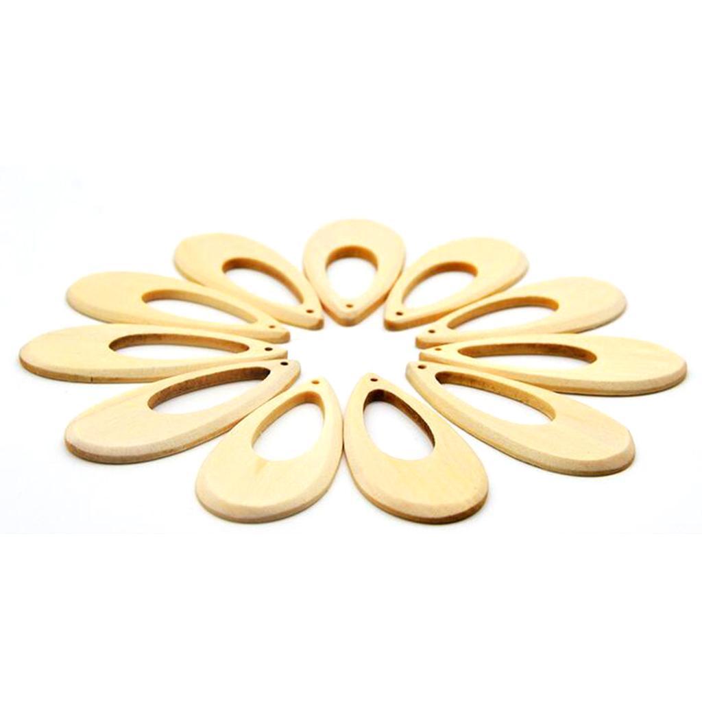 70x Natural Wood Drop Charms Rectangle Wood Tags Unfinished for Earrings DIY